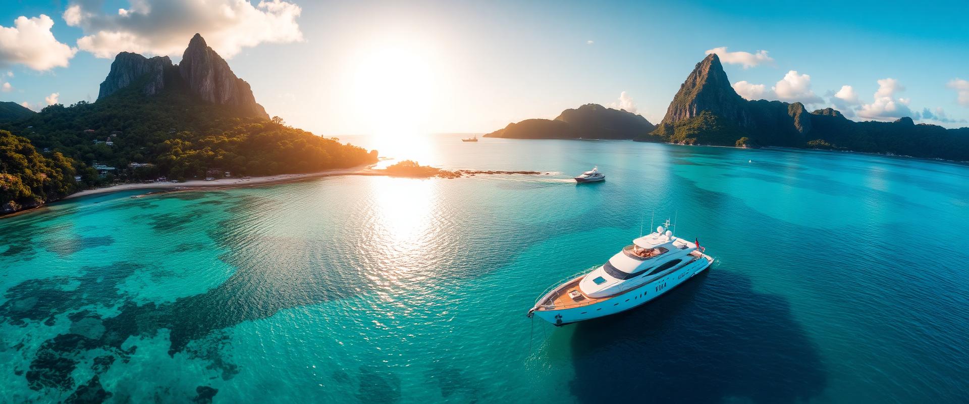 Yacht ancré dans une baie turquoise en Martinique